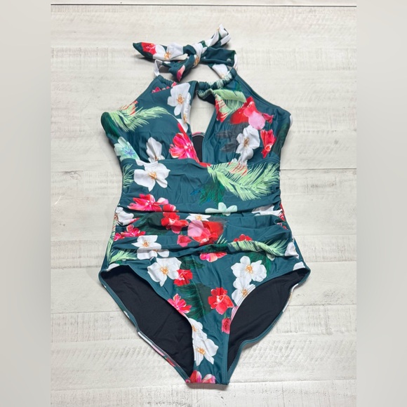 B2Prity Other - Floral Halter One-Piece Swimsuit